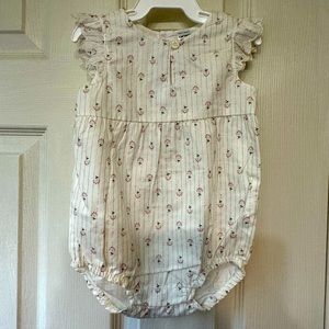 Carter’s onesie floral with gold pin stripe